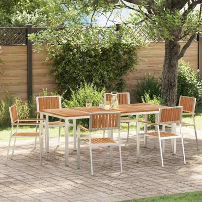 Set dining pentru exterior 7 pcs Maro Lemn solid de tec GartenMobel Dekor