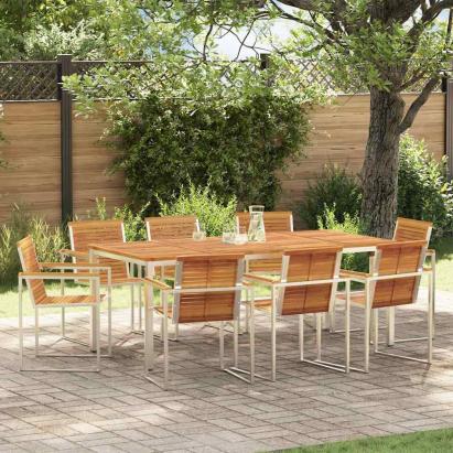 Set de masă pentru grădină 9 pcs Maro Lemn Solid de Acacia GartenMobel Dekor