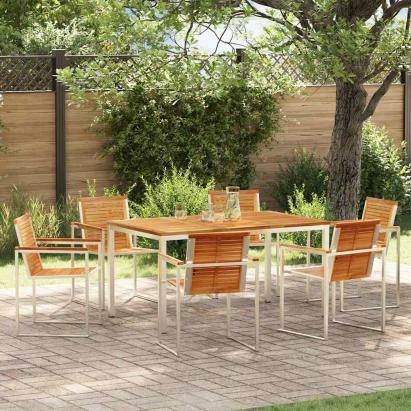 Set de masă pentru grădină 7 pcs Maro Lemn solid de tec GartenMobel Dekor
