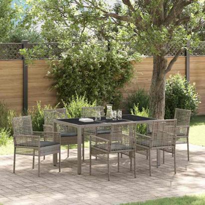 Set de masă pentru grădină 7 pcs Gri poliratan GartenMobel Dekor