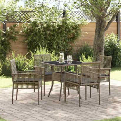 Set de masă pentru grădină 5 pcs Gri poliratan GartenMobel Dekor