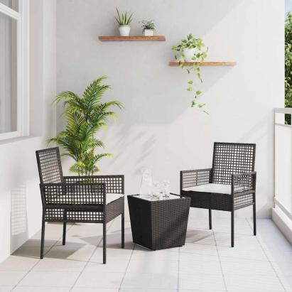 Set Bistro de Grădină 3 pcs Negru poliratan GartenMobel Dekor