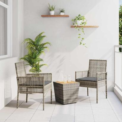 Set Bistro de Grădină 3 pcs Gri poliratan GartenMobel Dekor