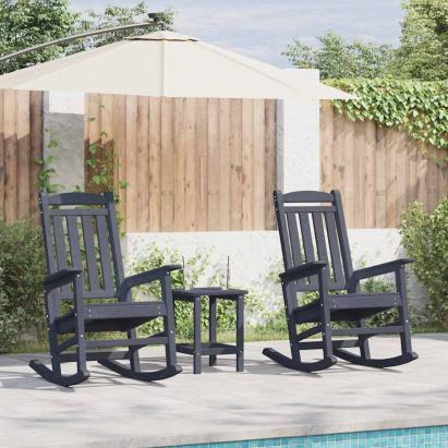 Scaun balansoar 2 pcs Bleumarin 92 x 70 x 108 cm Polietilenă GartenMobel Dekor