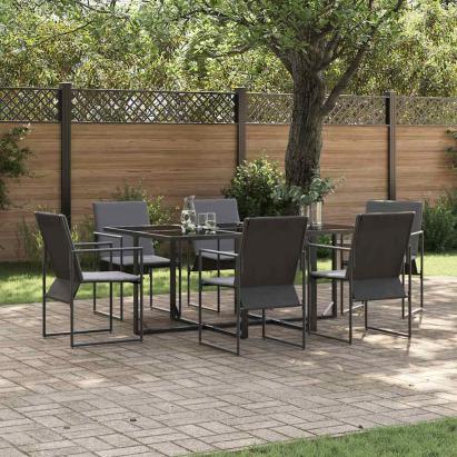 Set de masă pentru grădină 7 pcs Negru Oțel GartenMobel Dekor