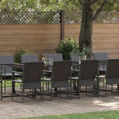 Set de masă pentru grădină 13 pcs Negru Oțel GartenMobel Dekor