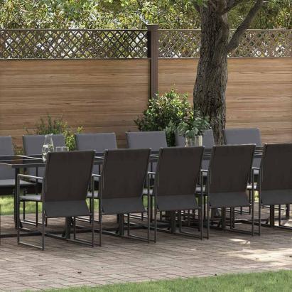 Set de masă pentru grădină 17 pcs Negru Oțel GartenMobel Dekor