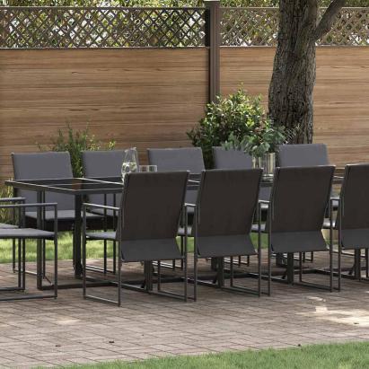 Set de masă pentru grădină 15 pcs Negru Oțel GartenMobel Dekor