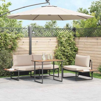 Set de masă pentru grădină 3 pcs Gri taupe Oțel GartenMobel Dekor