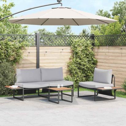 Set de masă pentru grădină 3 pcs Gri deschis Oțel GartenMobel Dekor