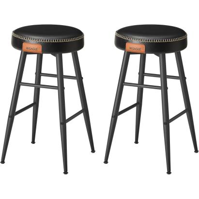Set 2 scaune de bar VASAGLE EKHO, tapiterie PU, cadru metalic, negre
