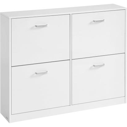 Dulap de pantofi VASAGLE cu 4 clapete, compartimente reglabile, alb