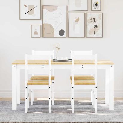 Set de sufragerie din 5 piese PANAMA din lemn masiv de pin alb GartenMobel Dekor