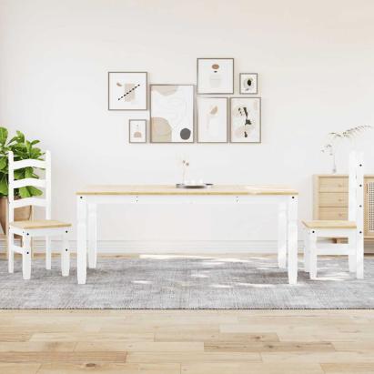 Set de sufragerie din 3 piese PANAMA din lemn masiv de pin alb GartenMobel Dekor