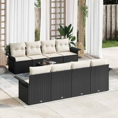 Set de canapele pentru grădină 9 pcs Negru Rattan poli GartenMobel Dekor