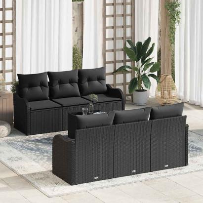 Set de canapele pentru grădină Negru 55 x 55 x 37 cm poliratan GartenMobel Dekor