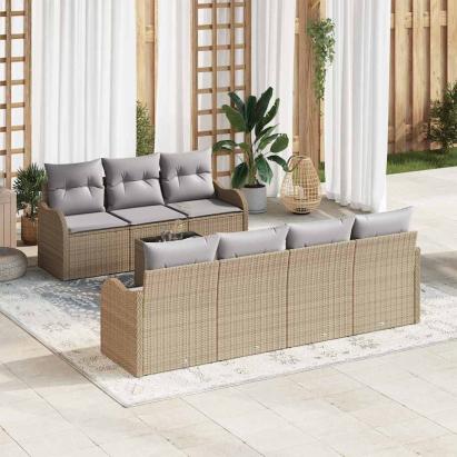 Set de canapele pentru grădină Bej 55 x 55 x 37 cm poliratan GartenMobel Dekor