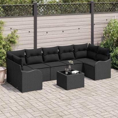 Set de canapele pentru grădină Negru 55 x 55 x 37 cm poliratan GartenMobel Dekor
