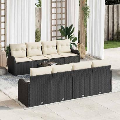 Set de canapele pentru grădină Negru 55 x 55 x 37 cm poliratan GartenMobel Dekor