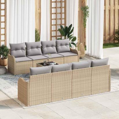 Set de canapele pentru grădină Bej 55 x 55 x 37 cm poliratan GartenMobel Dekor