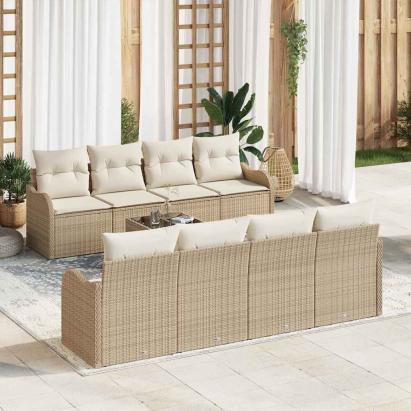 Set de canapele pentru grădină Bej 55 x 55 x 37 cm poliratan GartenMobel Dekor