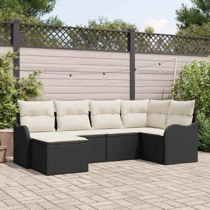 Set de canapele pentru grădină 6 pcs Negru poliratan GartenMobel Dekor