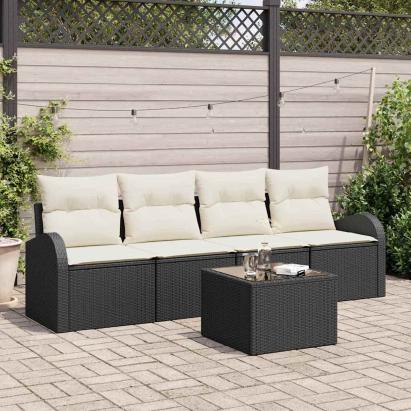 Set de canapele pentru grădină Negru 55 x 55 x 37 cm poliratan GartenMobel Dekor