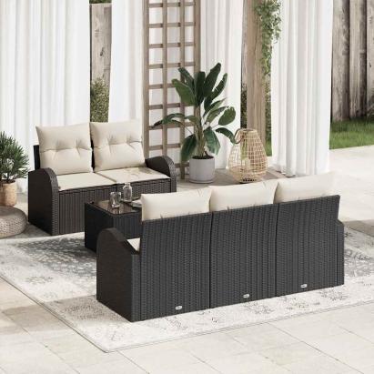 Set de canapele pentru grădină Negru 55 x 55 x 37 cm poliratan GartenMobel Dekor