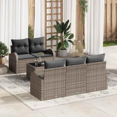 Set de canapele pentru grădină Gri 55 x 55 x 37 cm poliratan GartenMobel Dekor