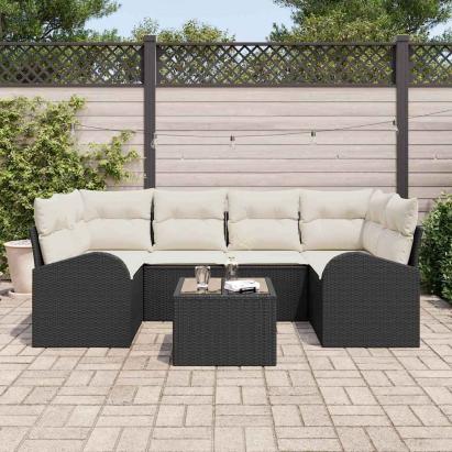 Set de canapele pentru grădină Negru 55 x 55 x 37 cm poliratan GartenMobel Dekor