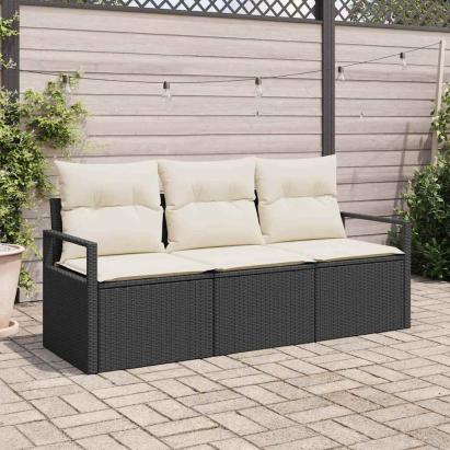 Set de canapea 3 pcs Negru poliratan GartenMobel Dekor