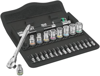 Set clichet Zyklop 1/4" plus chei tubulare si biti, 28 piese WERA 05004018001 HardWork ToolsRange