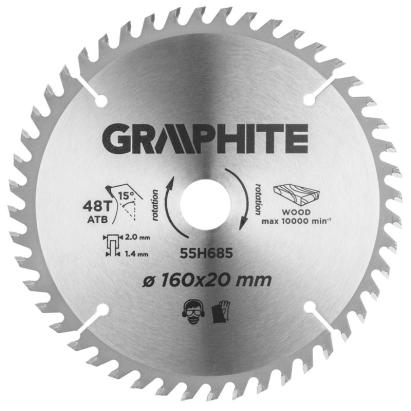 Disc circular cu varfuri HM 160x20mm, 48 dinti GRAPHITE 55H685 HardWork ToolsRange
