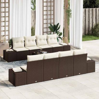 Set de canapele pentru grădină 7 pcs maro și crem poliratan GartenMobel Dekor