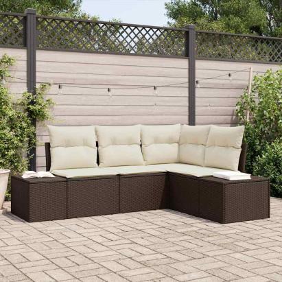 Set de canapele pentru grădină 4 pcs Maro poliratan GartenMobel Dekor