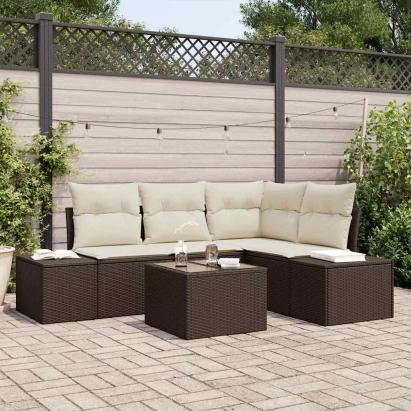 Set de canapele pentru grădină 5 pcs Maro poliratan GartenMobel Dekor