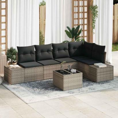 Set de canapele pentru grădină 6 pcs Gri poliratan GartenMobel Dekor