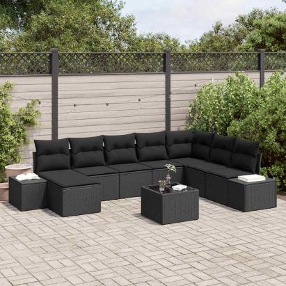 Set de canapele pentru grădină cu pernă 9 pcs poliratan GartenMobel Dekor
