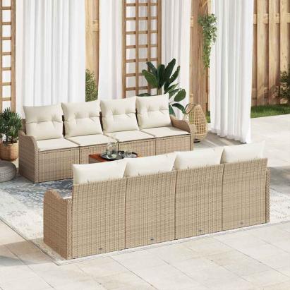 Set de canapele pentru grădină cu pernă 9 pcs Bej poliratan GartenMobel Dekor