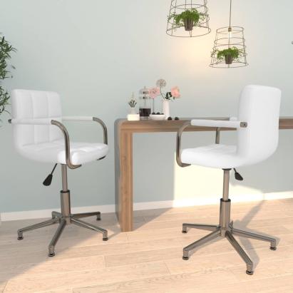 Scaune de bucătărie pivotante, 2 buc., alb, piele artificială GartenMobel Dekor