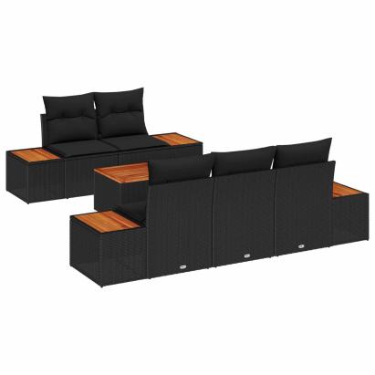 Set de canapele pentru grădină cu pernă 6 pcs Negru Rattan poli GartenMobel Dekor