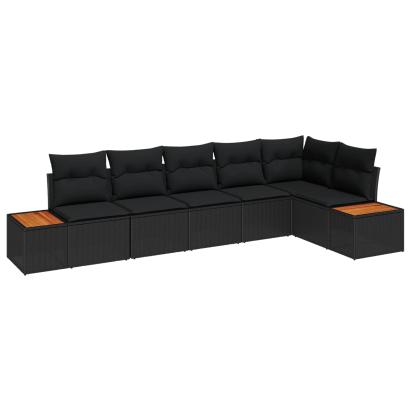 Set de canapele pentru grădină cu pernă 6 pcs Negru Rattan poli GartenMobel Dekor