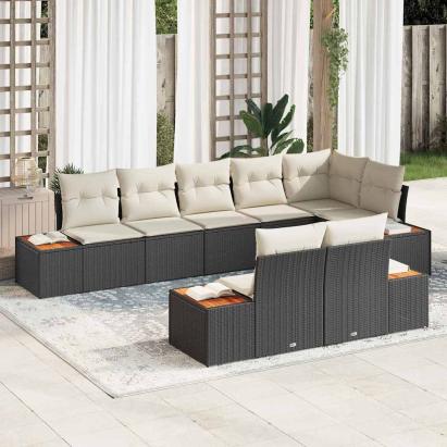 Set de canapele pentru grădină cu pernă 8 pcs Negru Rattan poli GartenMobel Dekor