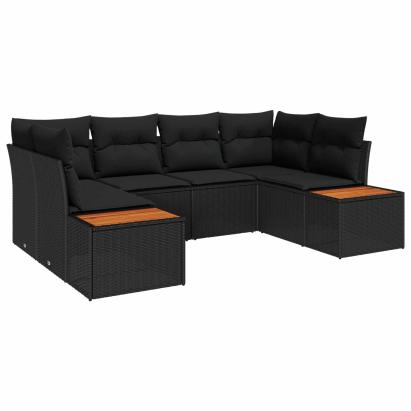 Set de canapele pentru grădină cu pernă 6 pcs Negru poliratan GartenMobel Dekor