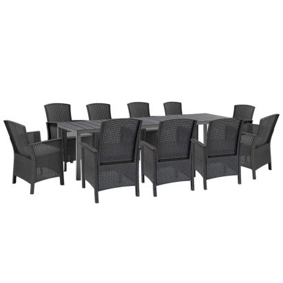 Set mobilier de grădină Leziter Barton 10+1 grafit cu masă extensibilă
