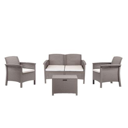 Set mobilier de grădină Leziter Venus II, 4 locuri, grafit și cappuccino