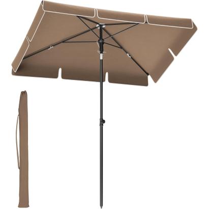 Umbrela SONGMICS pentru terasa, gradina sau plaja, UPF 50+, 200x125 cm, taupe