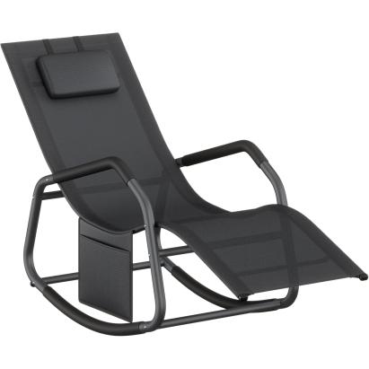 Șezlong balansoar de grădină SONGMICS, cu tetieră reglabilă și buzunar lateral