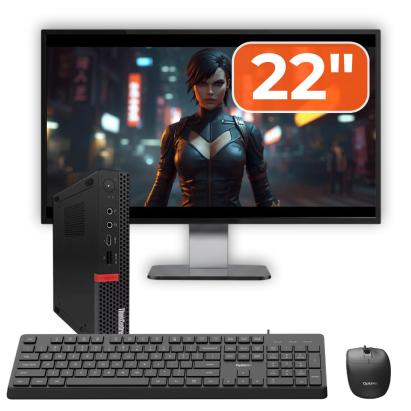 Pachet PC Second Hand Lenovo ThinkCentre M720q MiniPC, Intel Core i7-8700T 2.40 - 4.00GHz, 8GB DDR4, 256GB SSD NVMe + Monitor 22" + cadou tastatura si mouse OptimX Pro KM500 NewTechnology Media