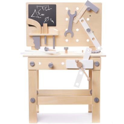 Banc de lucru din lemn pentru copii cu unelte incluse, 45x26x67 cm